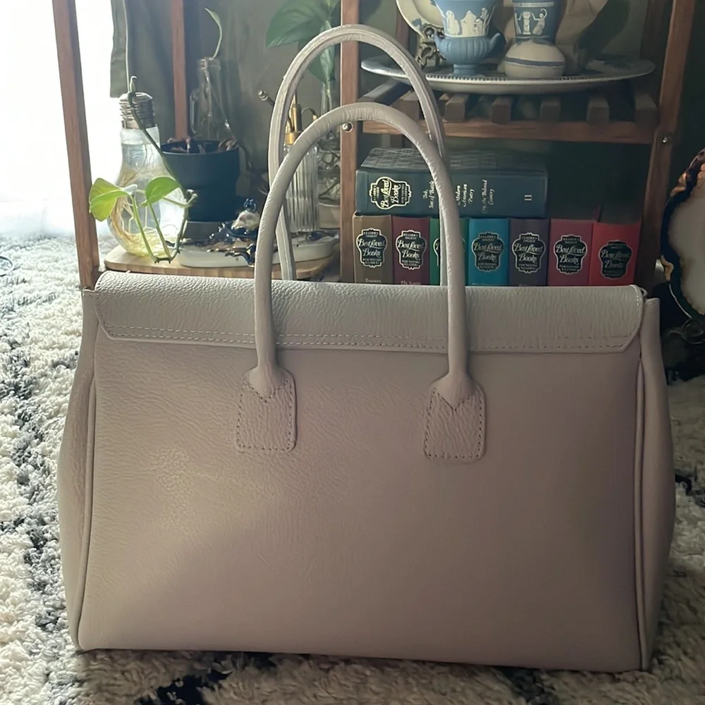 Massimo Castelli Gray Leather Tote Shoulder Bag – Made in Florence Italy - Picture 4 of 14